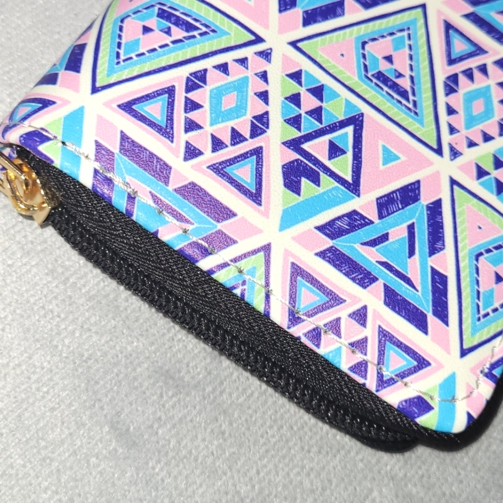 Geometric Patterned Zip-Around Wallet - Picture 15 of 16